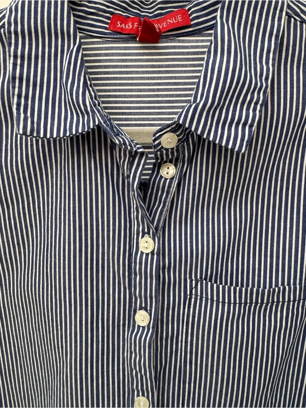 Saks Fifth Avenue Blue & White Striped Button-Up Shirt Dress, Size S/P‎